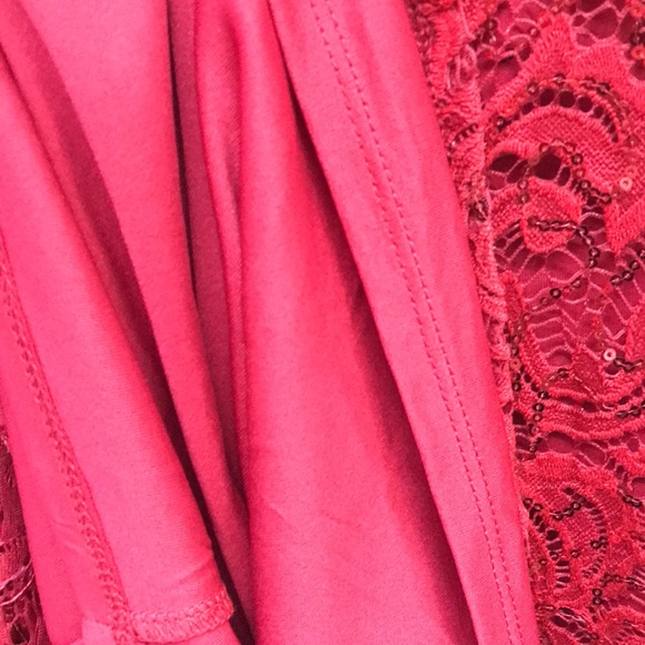 NWT,Marina Sequin Lace Long Sleeve Gown,red - Picture 14 of 15